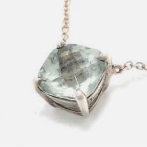 Tiffany & Co Sparkler Sterling Silver 925 Prasiolite (Blue Quartz) Necklace